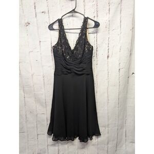 Vintage Anne Klein Fairy‎ Grunge Babydoll Lace Silk Midi Dress Size 10 Black